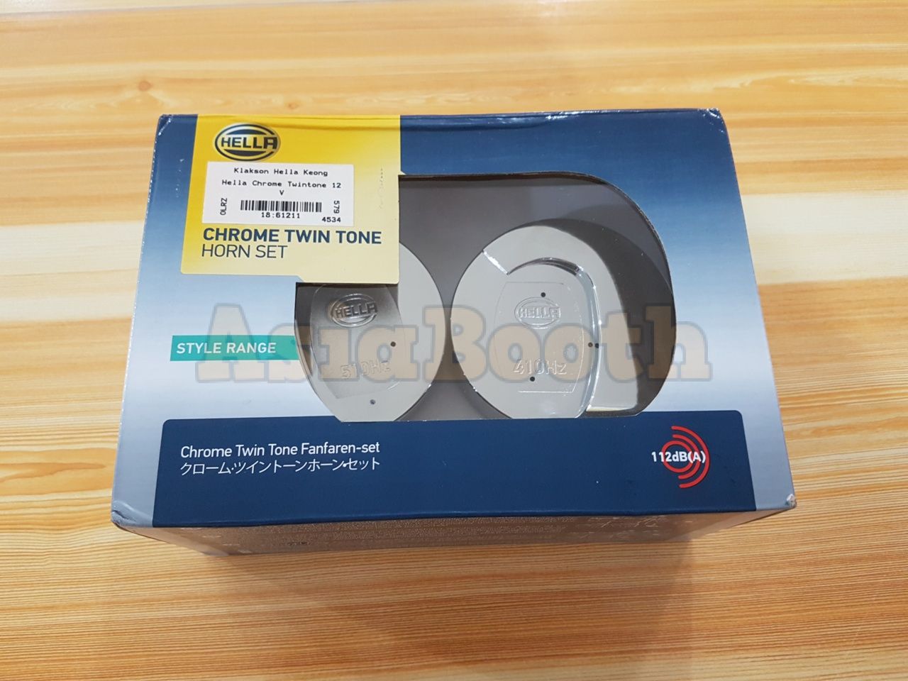 HELLA Chrome Twin Tone Trumpet Horn Set 410Hz/510Hz 112dB Asia Booth