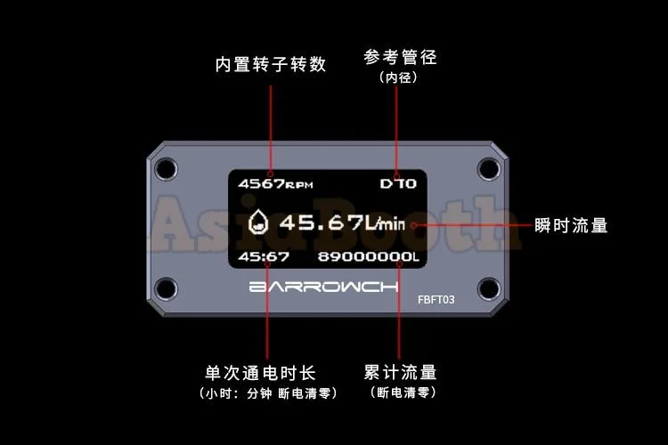 Barrowch Digital Flow Meter For Computer Water Cooling - FBFT03