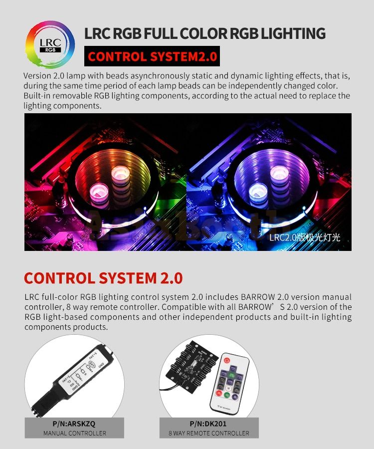 Waterblock CPU BARROW Pour Sockets AMD AM5/AM4/AM3+/AM3/FM2 - Avec écran LCD, Base Cuivre Nickelé, Micro-canaux - Refroidissement Liquide Haute Performance