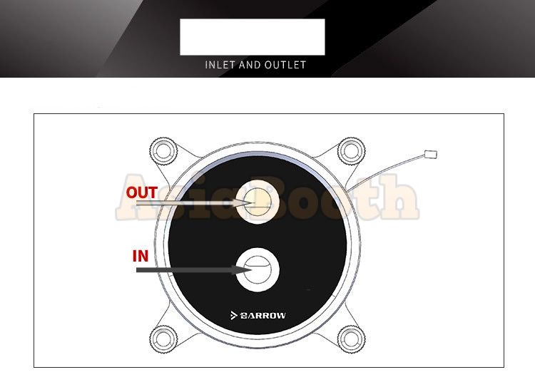 Barrow CPU Waterblock For Intel X99 / X299 - Jet Type Slim LTYKBX-04N-V2 Inlet/Outlet