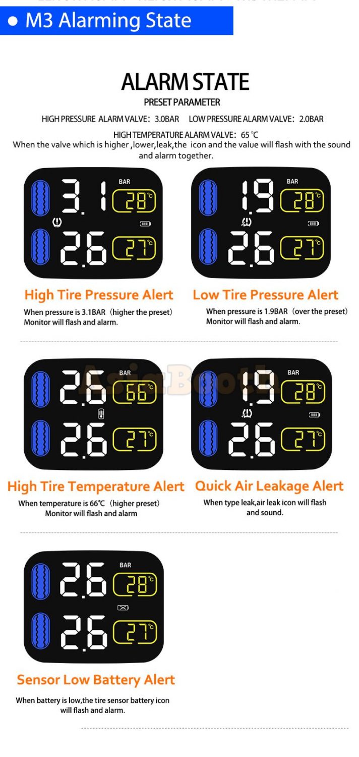 CAREUD M3 Universal TPMS Tire Pressure Monitor For Motorcycle Bike