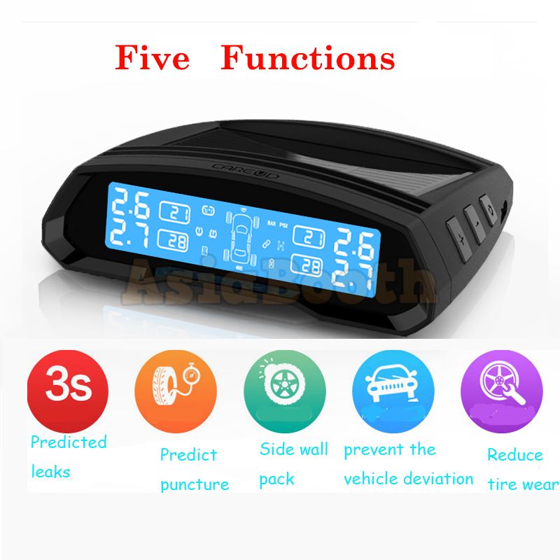 CAREUD T802 Universal TPMS Tire Pressure Monitor For Car Solar Panel