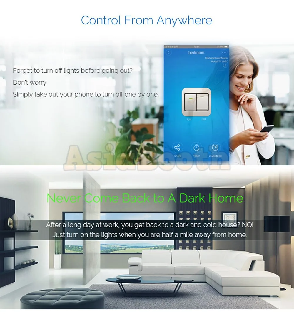 Sonoff Smart Home Wireless Wall Switch Touch Panel - EU Model