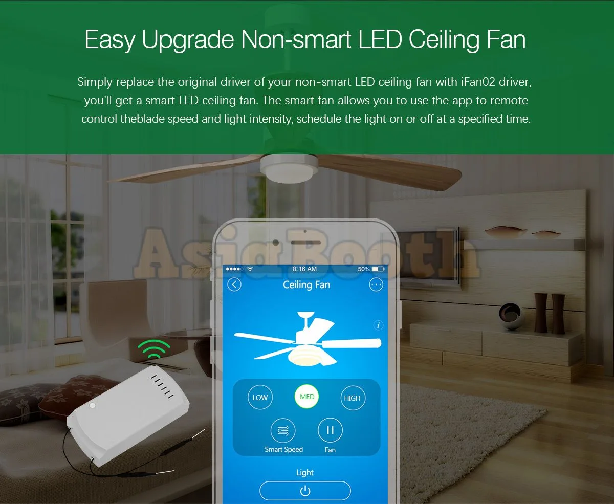 Sonoff iFan02 Wireless RF Ceiling Fan Smart Home System