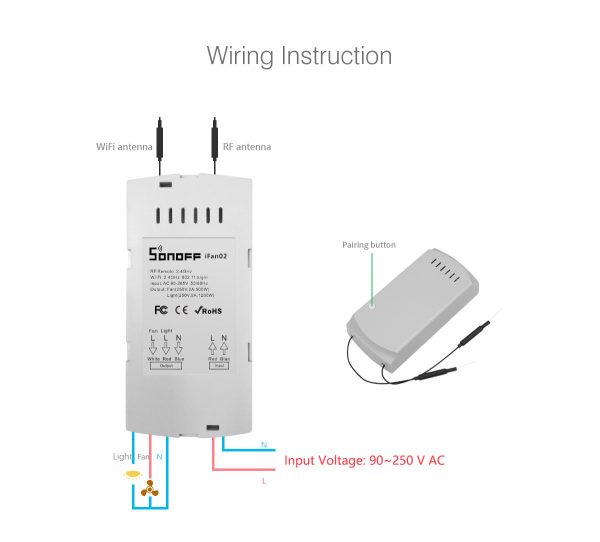 Sonoff iFan02 Wireless RF Ceiling Fan Smart Home System