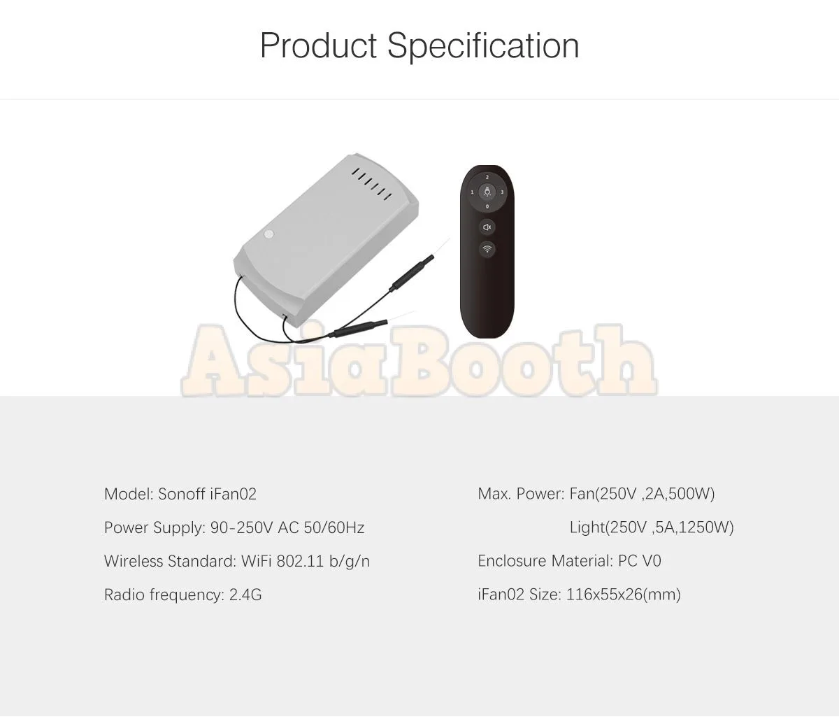 Sonoff iFan02 Wireless RF Ceiling Fan Smart Home System
