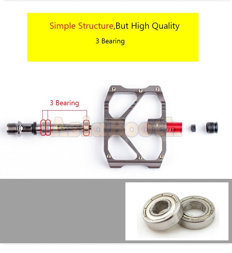 Bicycle Pedals CNC Aluminum Alloy 3 Ball Bearing Ultra-light