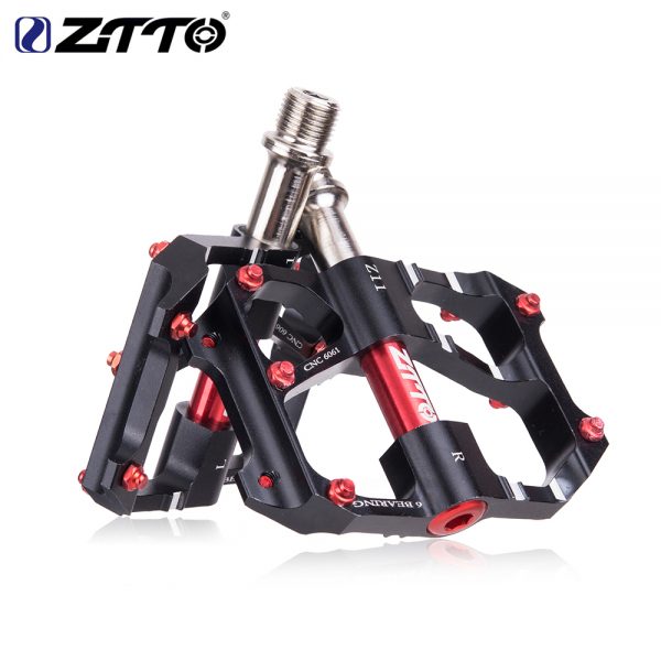Bicycle CNC Aluminum Pedals Antiskid 6 Sealed Bearing ZTTO (Black)