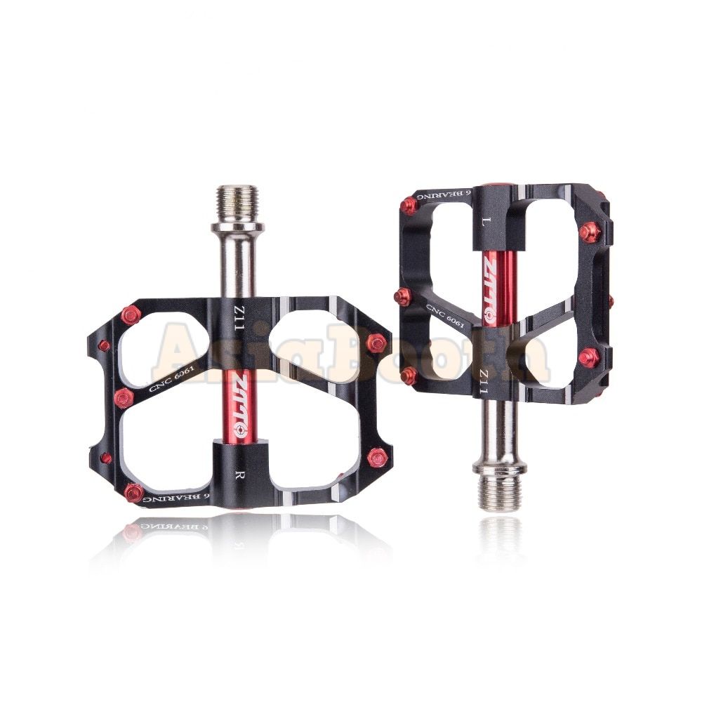 Bicycle CNC Aluminum Pedals Antiskid 6 Sealed Bearing ZTTO (Black)