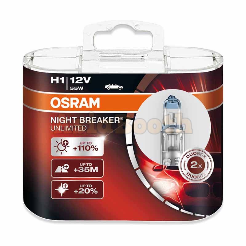 Osram Night Breaker Laser H1 Halogen Bulbs - 55W 12V - Pack Of 2 (64150NL-2HB)