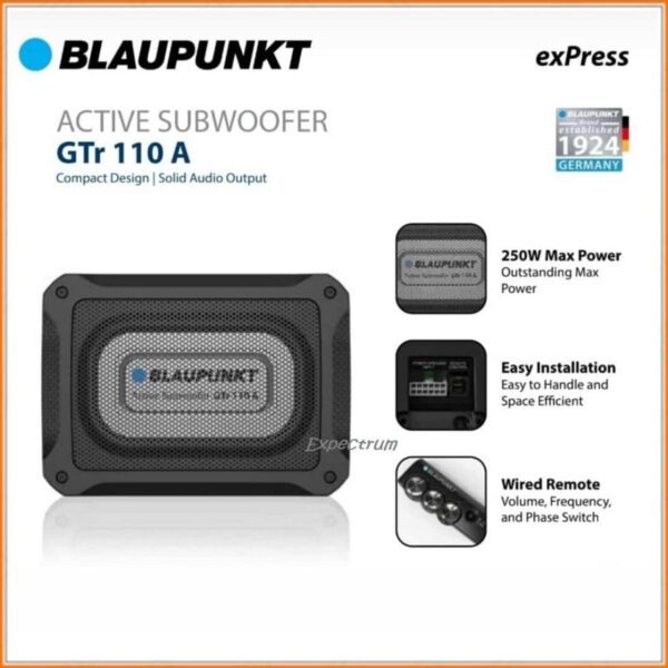 BLAUPUNKT GTR-110A Under Seat Slim Active Powered Subwoofer 250 Watt