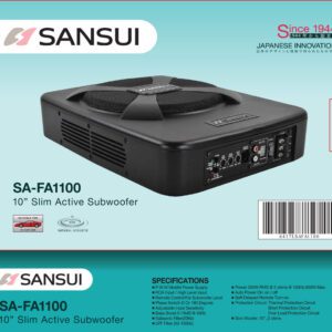 SANSUI SA-FA1100 Under Seat Slim Powered Subwoofer - 800 Watt 10" Inch
