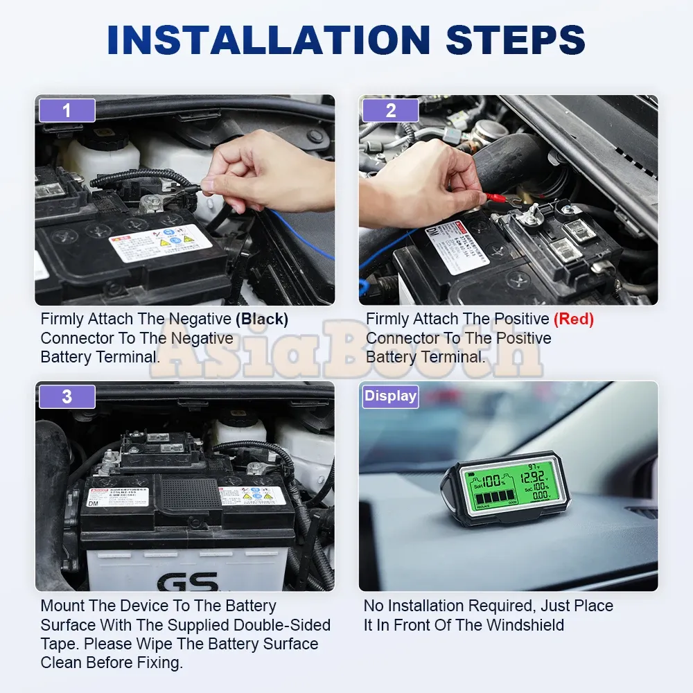 ANCEL BM200 PRO 12V LED Display - Car Battery Monitoring System Health Analyzer Tools - Installation