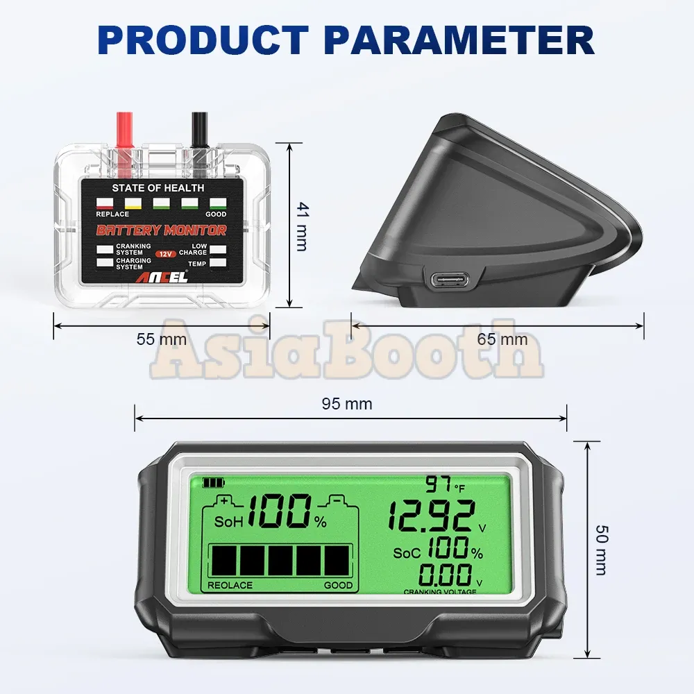ANCEL BM200 PRO 12V LED Display - Car Battery Monitoring System Health Analyzer Tools