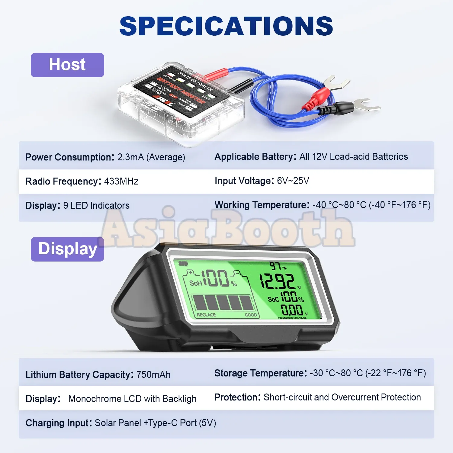 ANCEL BM200 PRO 12V LED Display - Car Battery Monitoring System Health Analyzer Tools